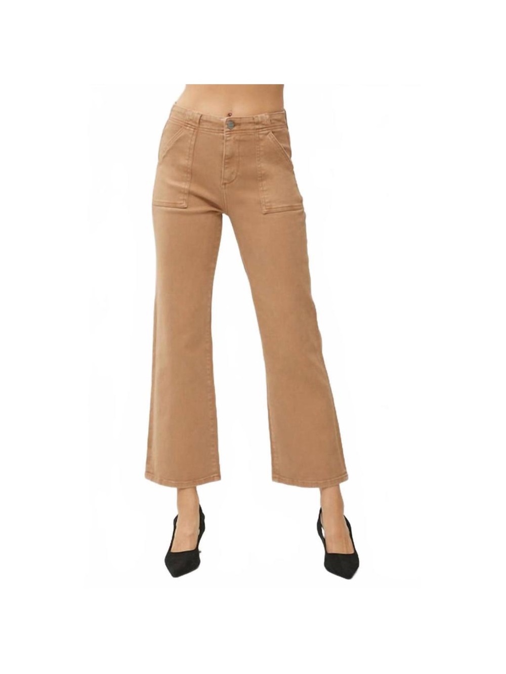 High-Rise Wide Leg Jeans in Camel